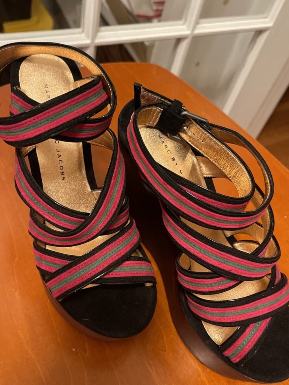 New In Box Marc By Marc Jacobs Strappy Platform Wedge Heels 37.5 $330 Fabulous
